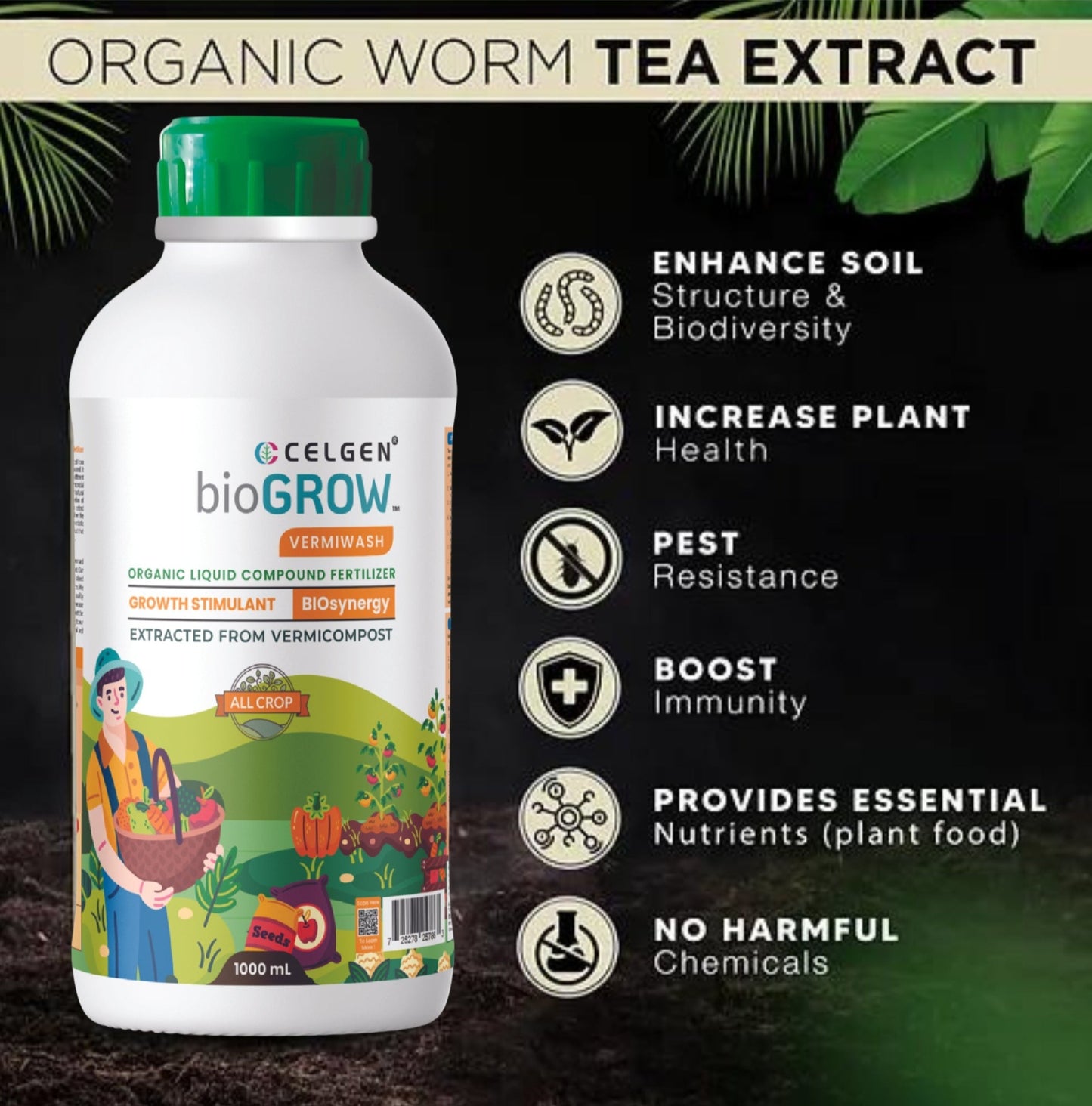 Celgen-bioGROW Vermiwash(Premium Worm Tea Extract for Thriving Gardens)